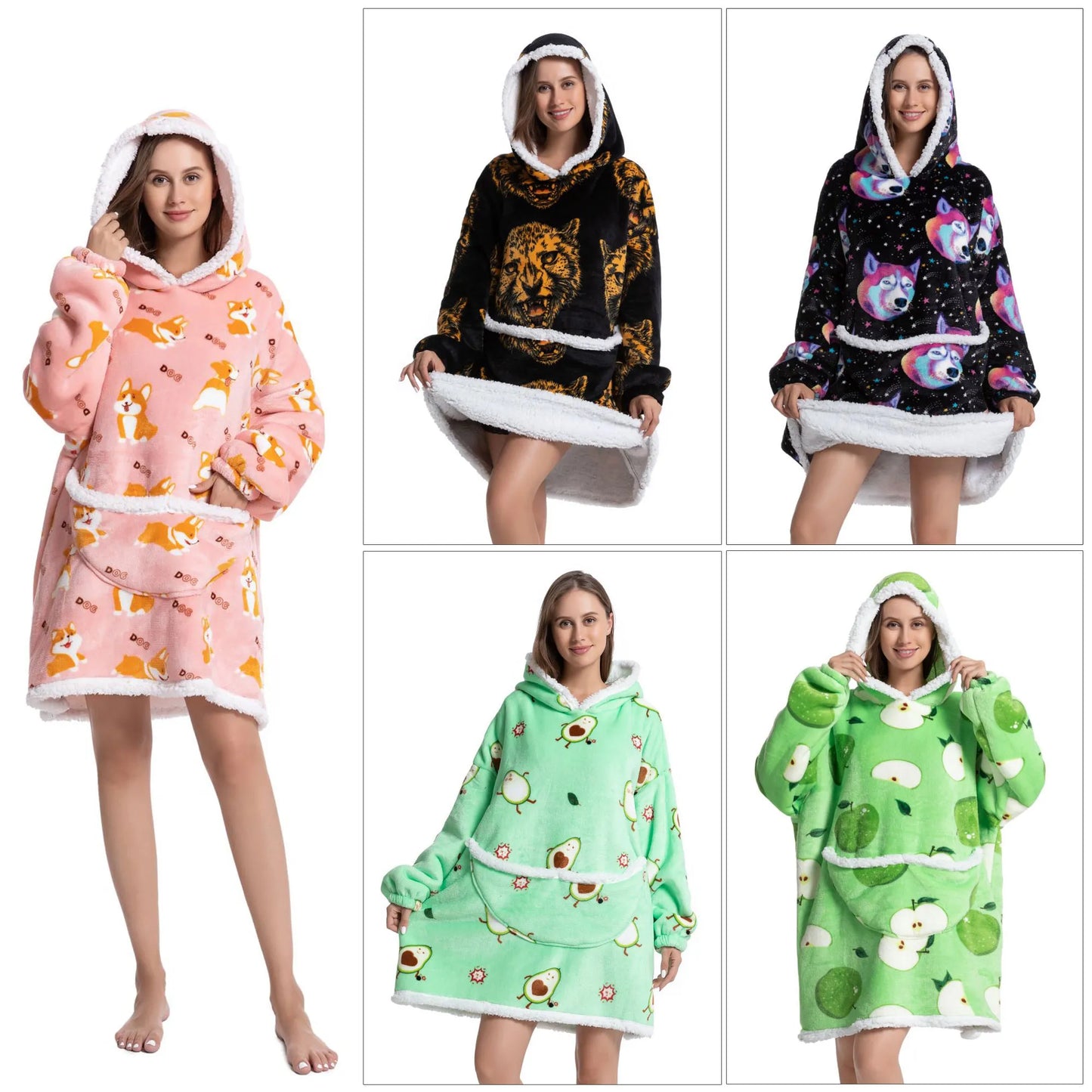 Hoodie Sherpa Fleece Oversized Wearable Hooded Blanket Sweatshirt - StarWorths