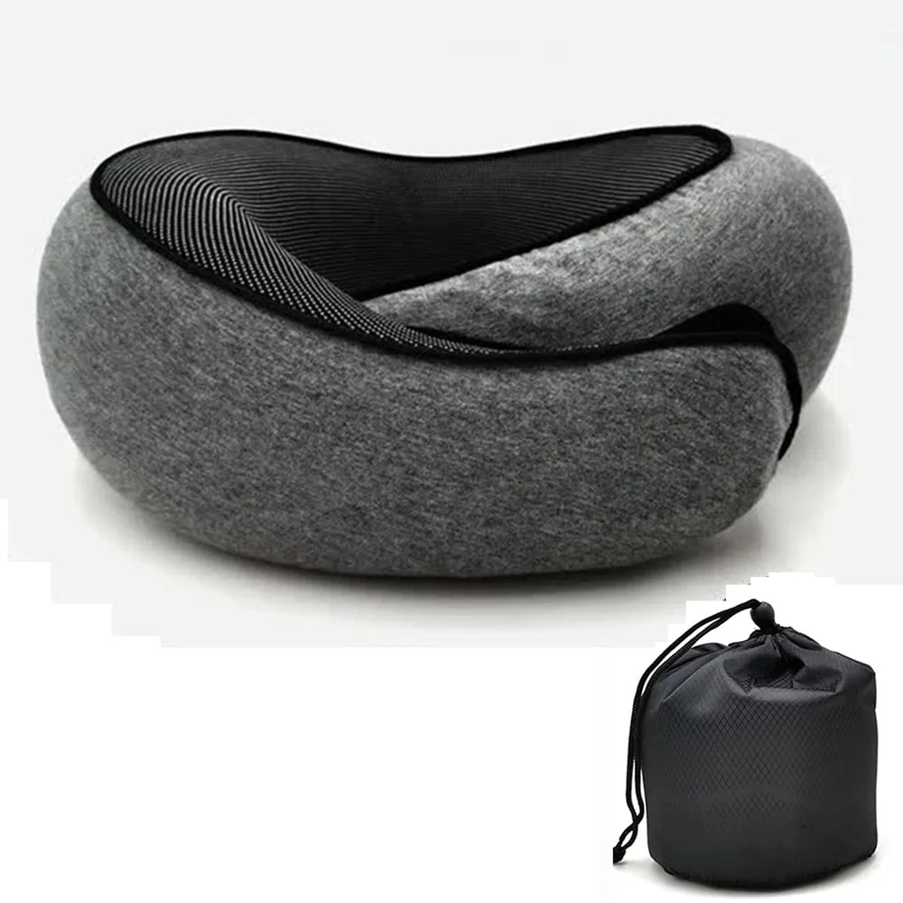 Travel Neck Pillow Memory Foam U-shaped Pillow Snail Style Travel Neck Support Portable Adjustable Soft Noon Break Sleep Pillows - StarWorths