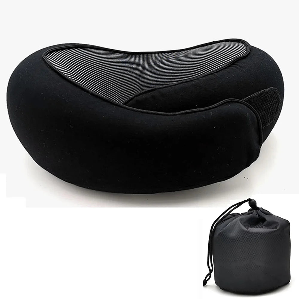 Travel Neck Pillow Memory Foam U-shaped Pillow Snail Style Travel Neck Support Portable Adjustable Soft Noon Break Sleep Pillows - StarWorths