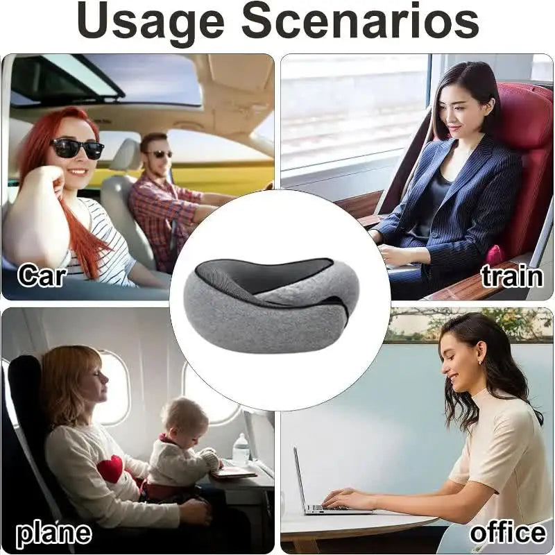 Travel Neck Pillow Memory Foam U-shaped Pillow Snail Style Travel Neck Support Portable Adjustable Soft Noon Break Sleep Pillows - StarWorths