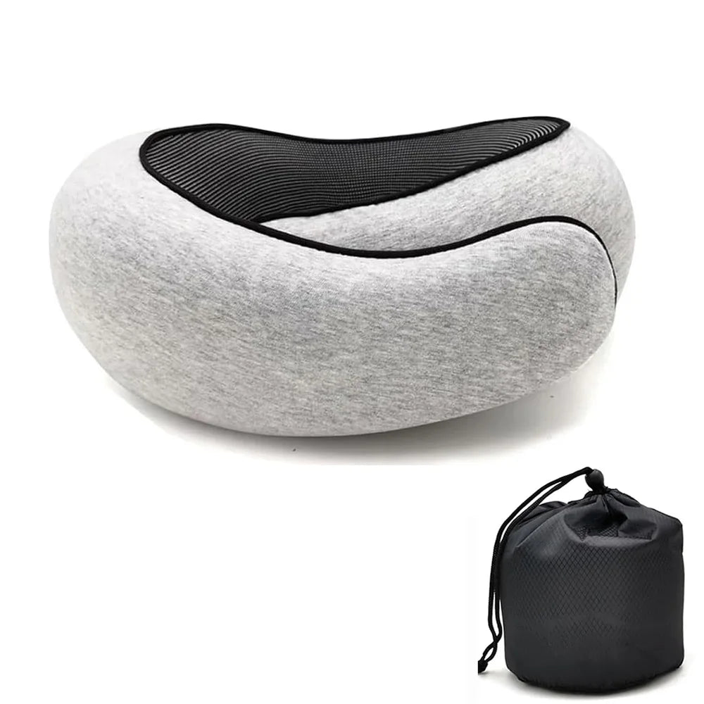 Travel Neck Pillow Memory Foam U-shaped Pillow Snail Style Travel Neck Support Portable Adjustable Soft Noon Break Sleep Pillows - StarWorths