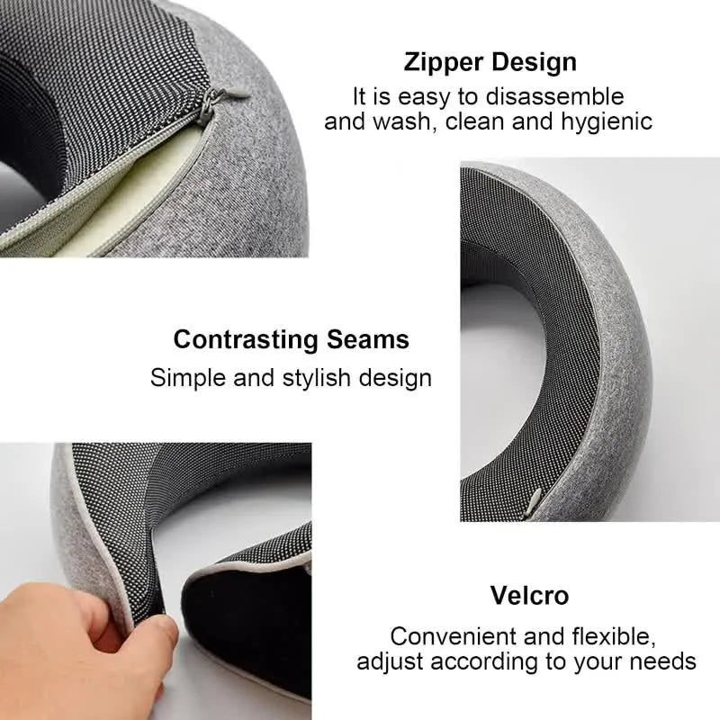 Travel Neck Pillow Memory Foam U-shaped Pillow Snail Style Travel Neck Support Portable Adjustable Soft Noon Break Sleep Pillows - StarWorths