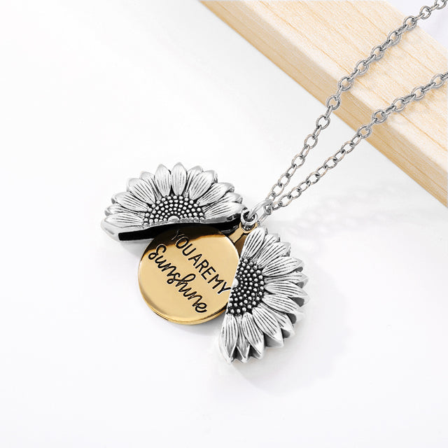 Open Locket Sunflower Necklace Pendant - StarWorths