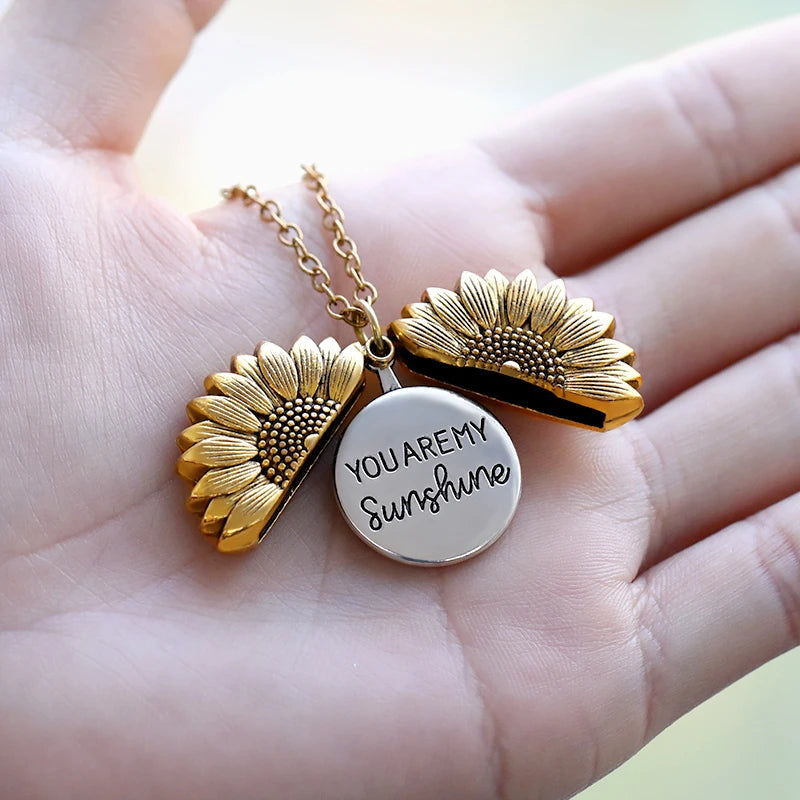 Open Locket Sunflower Necklace Pendant - StarWorths